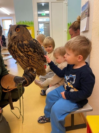 Besuch der Erzkäuze in der Kita
